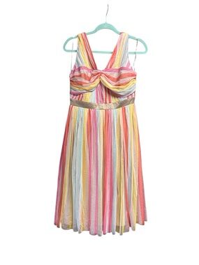 Anaya with Love Pastel Rainbow Striped Tulle Midi Party Dress